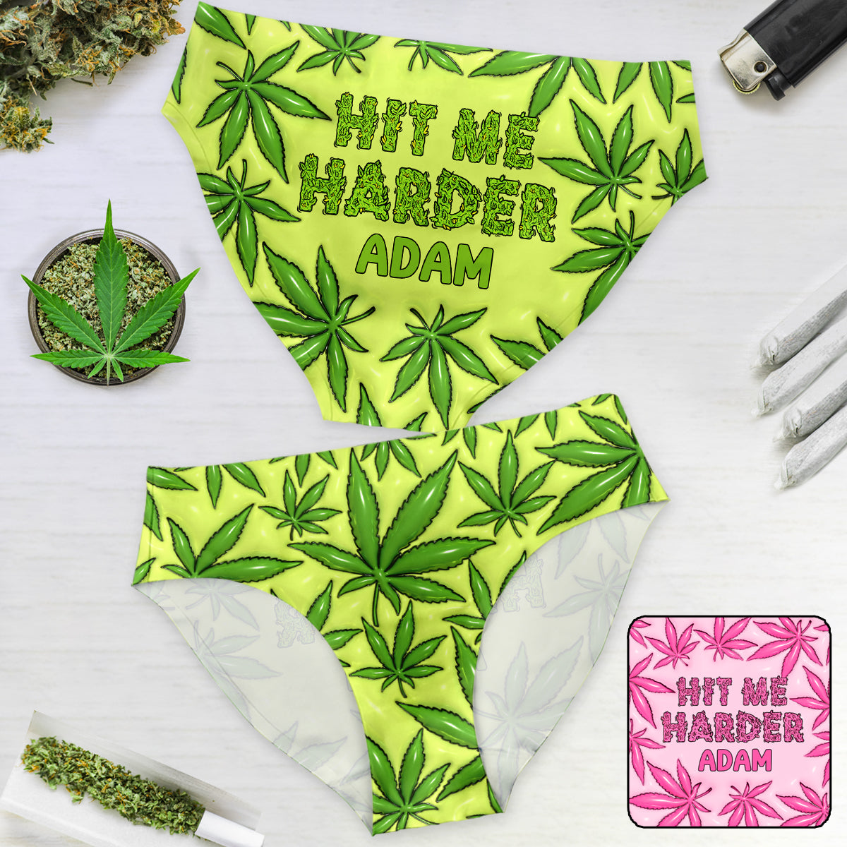 Hit Me Harder - Personalisierte Weed-Damenslips