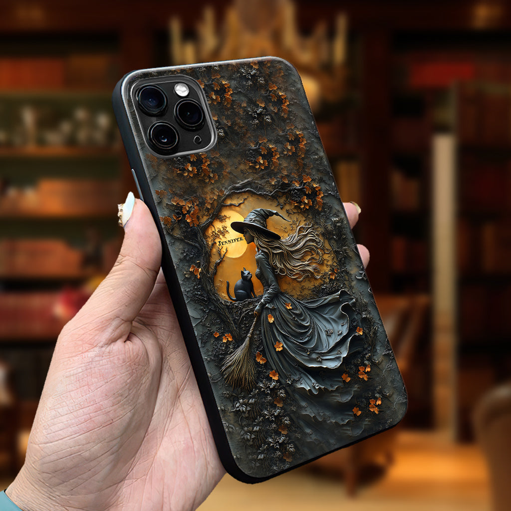 Wunderschöne Hexe & ihre schwarze Katze – personalisierte Hexen-Handyhülle