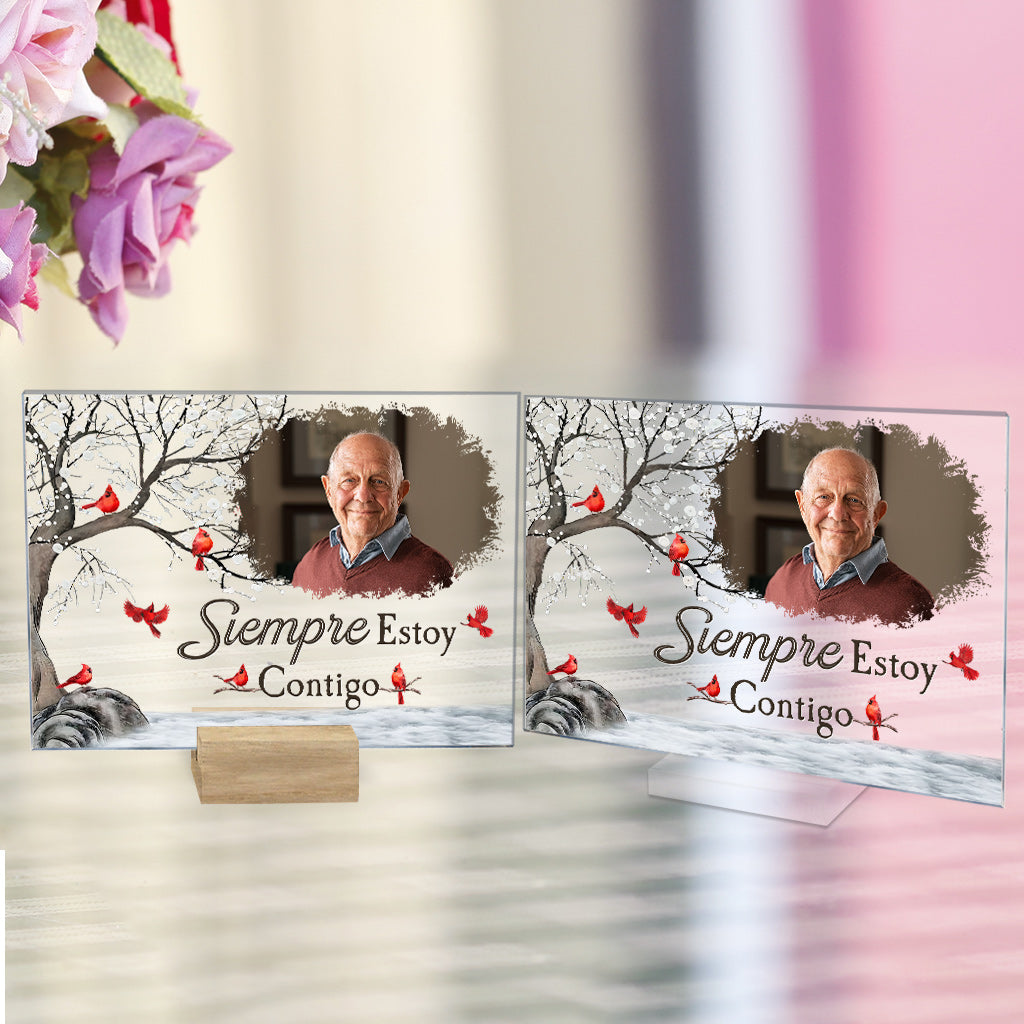 Siempre Estoy Contigo – personalisierte Gedenktafel aus transparentem Acryl