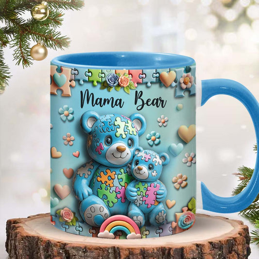 Mama Bear - Personalized Autism Awareness Accent Mug