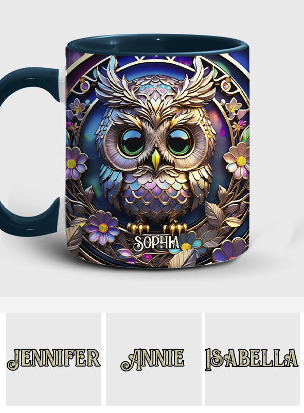 Colorful Owl - Personalized Owl Accent Mug