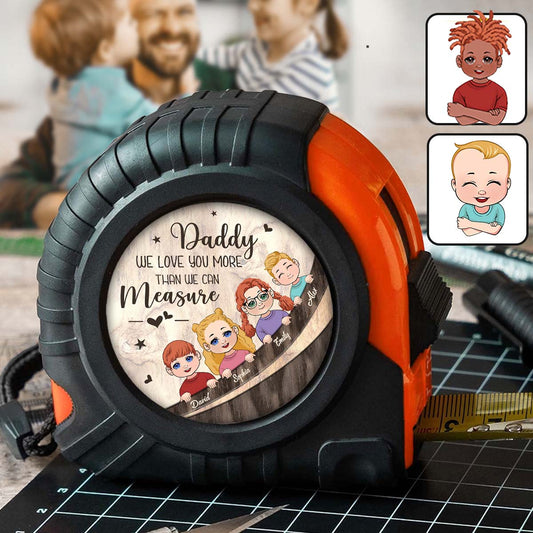 Wir lieben dich mehr, als wir messen können – personalisiertes Maßband für Väter