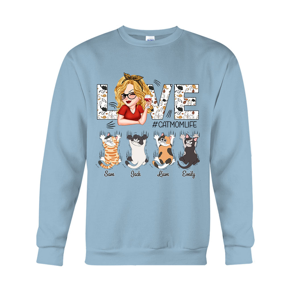 Liebe das Leben als Katzenmama – Personalisiertes Katzen-T-Shirt und Hoodie