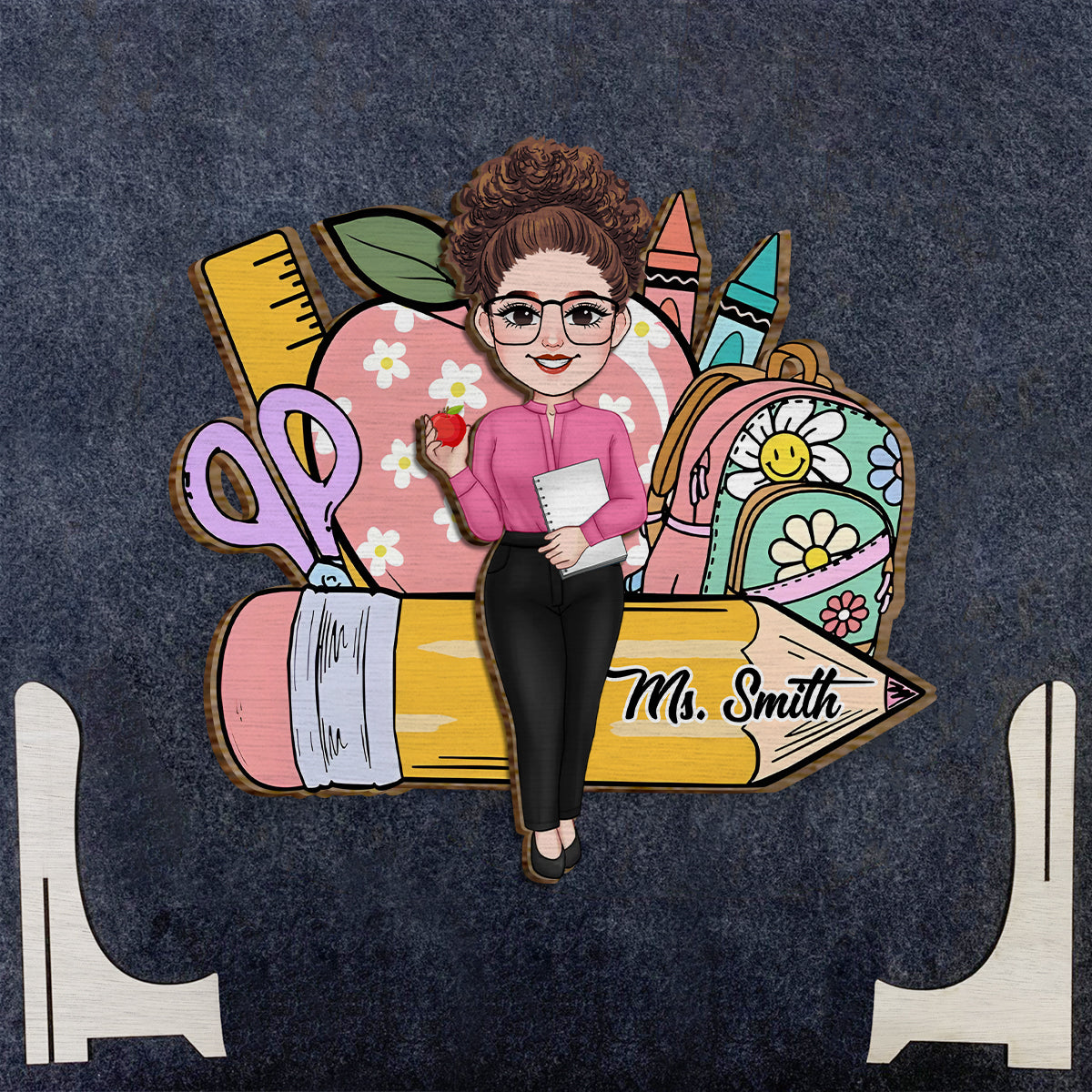 Willkommen im Klassenzimmer – Personalisiertes Lehrerschild aus 2-lagigem Holz / Holzplakette