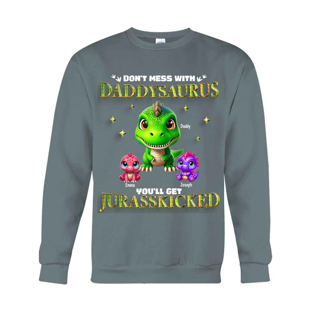 Daddysaurus Grandpasaurus 3D-Dinosaurier – Personalisiertes Vater-T-Shirt und Hoodie