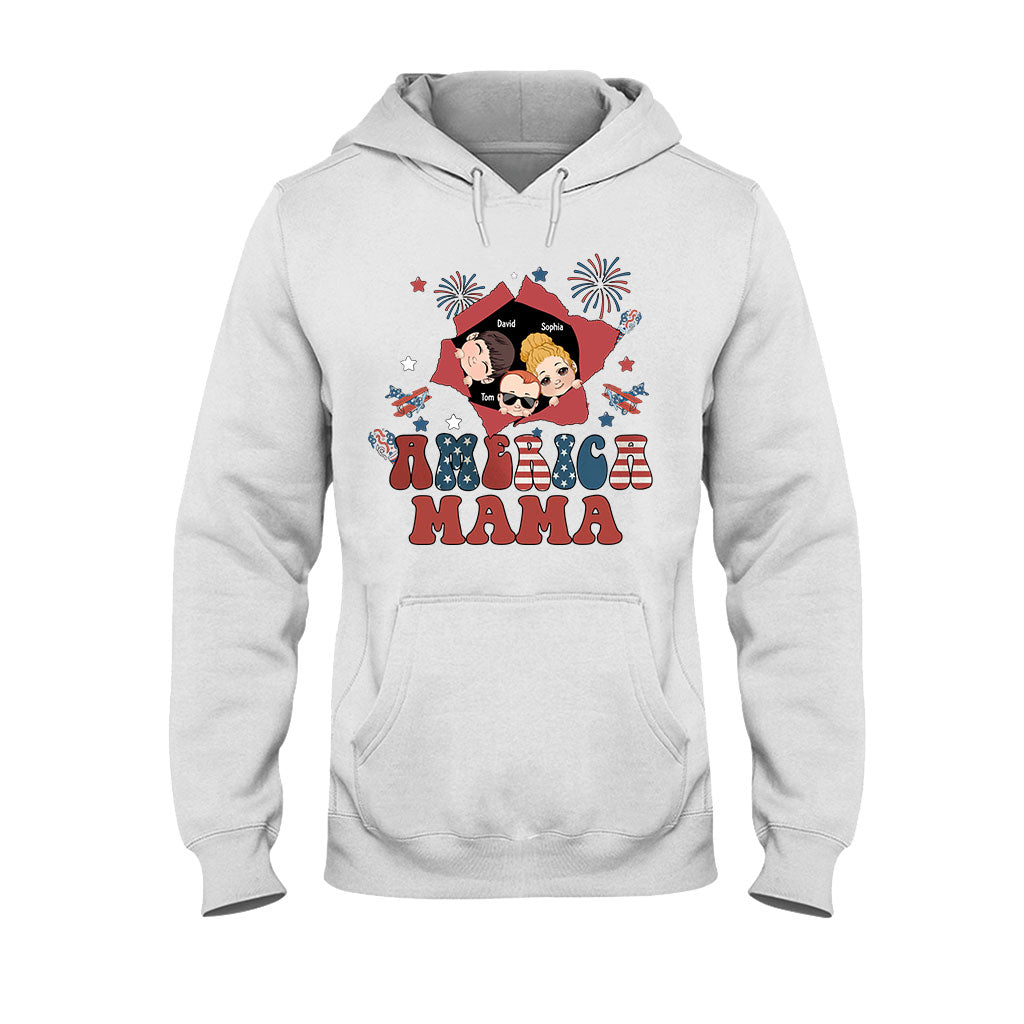 Amerikanische Mama – Beliebiger Titel, Vintage-Retro-Stil – Personalisiertes Mutter-T-Shirt und Hoodie