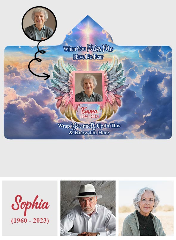 Wenn du mich vermisst, fürchte dich nicht – Personalisierte Gedenkdecke mit Kapuze
