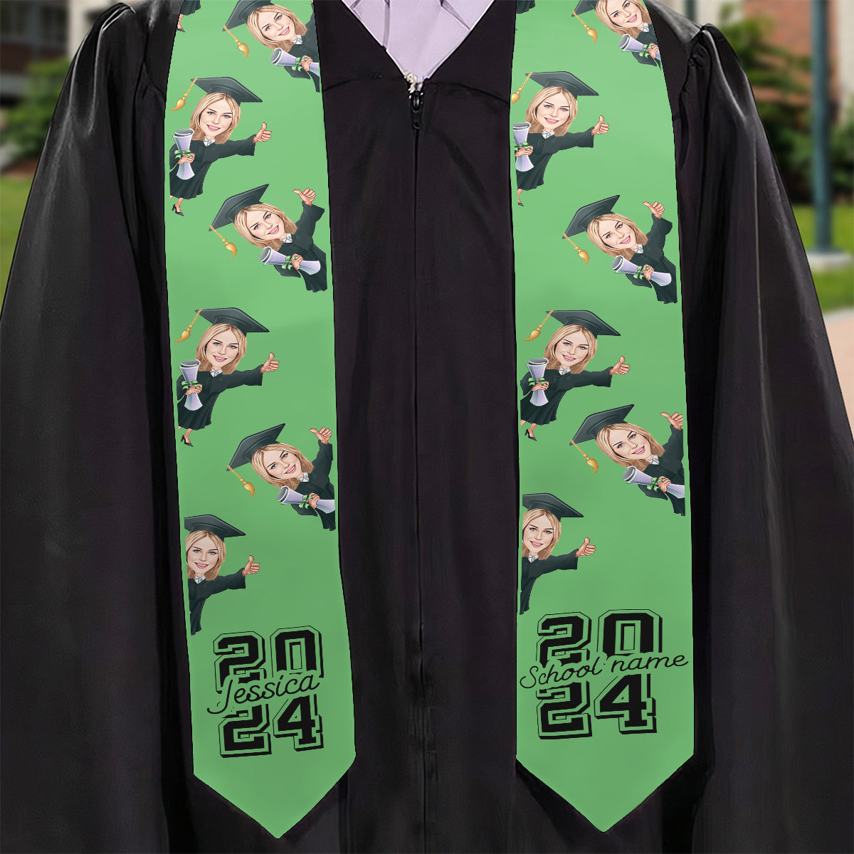 Caricature Funny Character - Personalized Graduation Graduation Stole