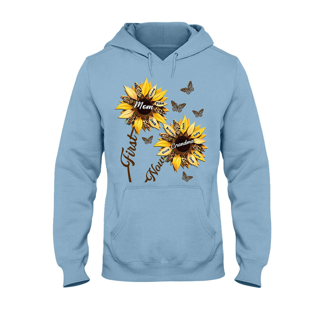 Erst Mama, jetzt Oma Sonnenblume – Personalisiertes Oma-T-Shirt und Hoodie