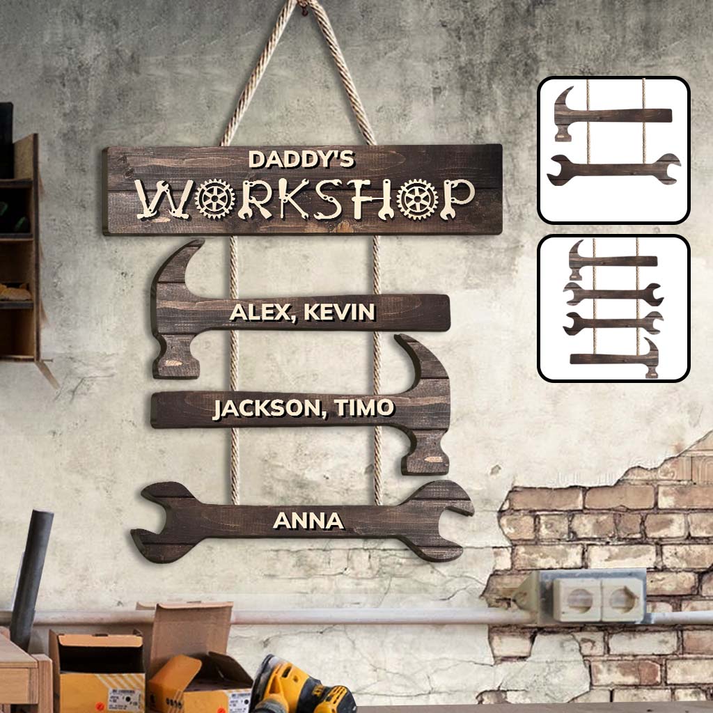 Papas/Opas Werkstatt ... Personalisiertes Vater-Schild aus Palettenholz