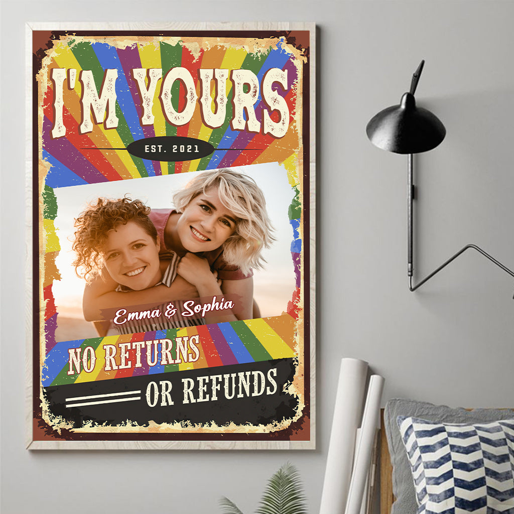 Ich gehöre dir – Keine Rückgabe oder Rückerstattung – Personalisierte Leinwand und Poster zur Unterstützung der LGBTQ+-Community