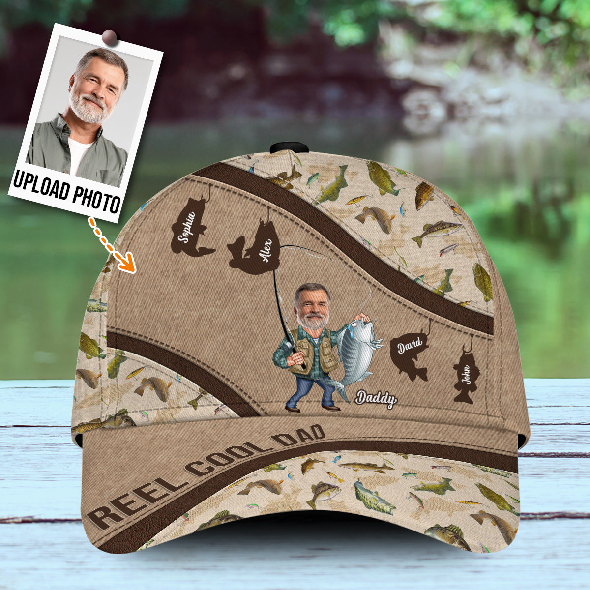 Reel Cool Dad - Personalisierte Angel-Klassiker-Kappe