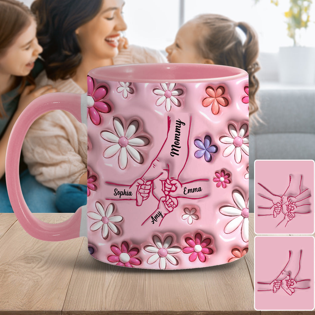 Händchenhalten - Personalisierte Tasse mit Mutter-Akzent