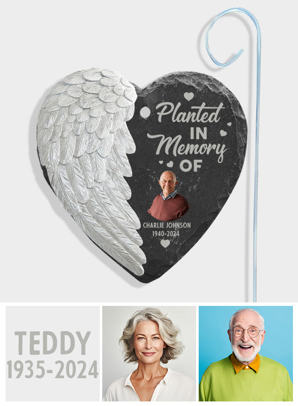 Rooted in Love, Always in Our Hearts - Personalized Memorial Heart Hanging Garden Slate