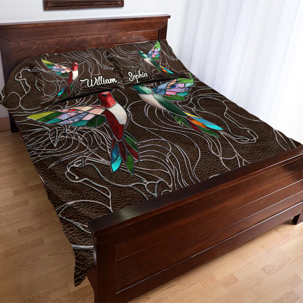Familienmitglieder, Kolibris, wunderschöne Vögel – personalisiertes Familienbettwäsche-Set