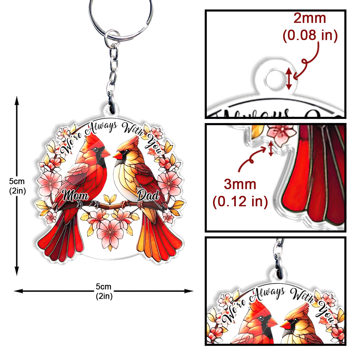 Wir sind immer bei dir – personalisierter Gedenk-Schlüsselanhänger
