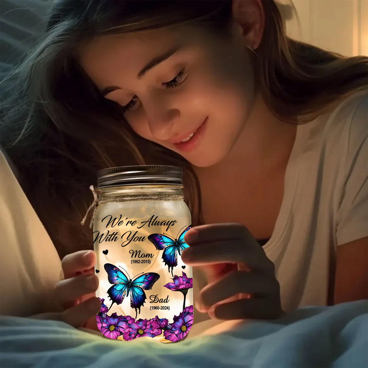 Wir sind immer bei dir – Personalisierte Gedenkleuchte im Einmachglas