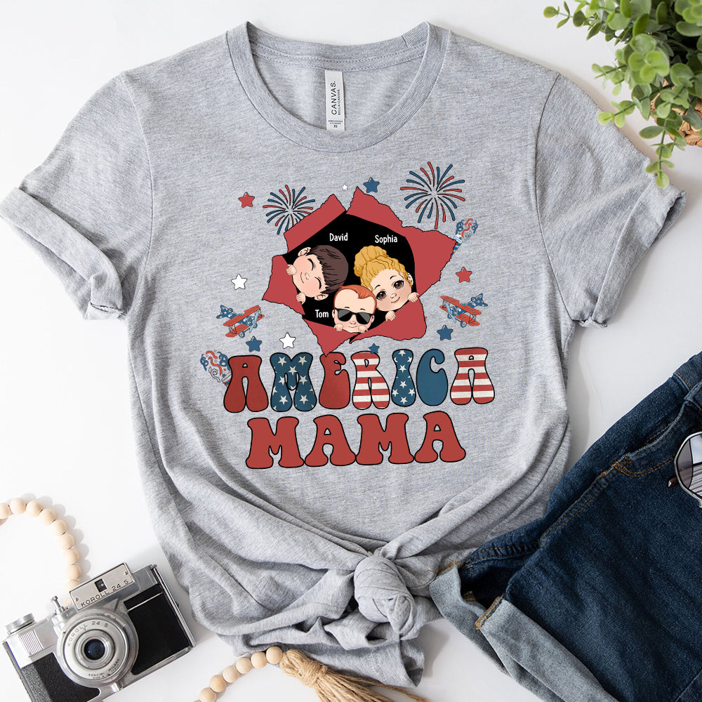 Amerikanische Mama – Beliebiger Titel, Vintage-Retro-Stil – Personalisiertes Mutter-T-Shirt und Hoodie