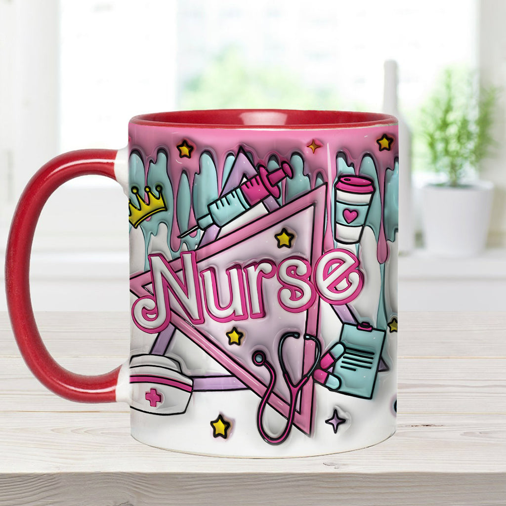 Krankenschwester-Puppe in Rosa - Personalisierte Tasse mit Krankenschwester-Motiv