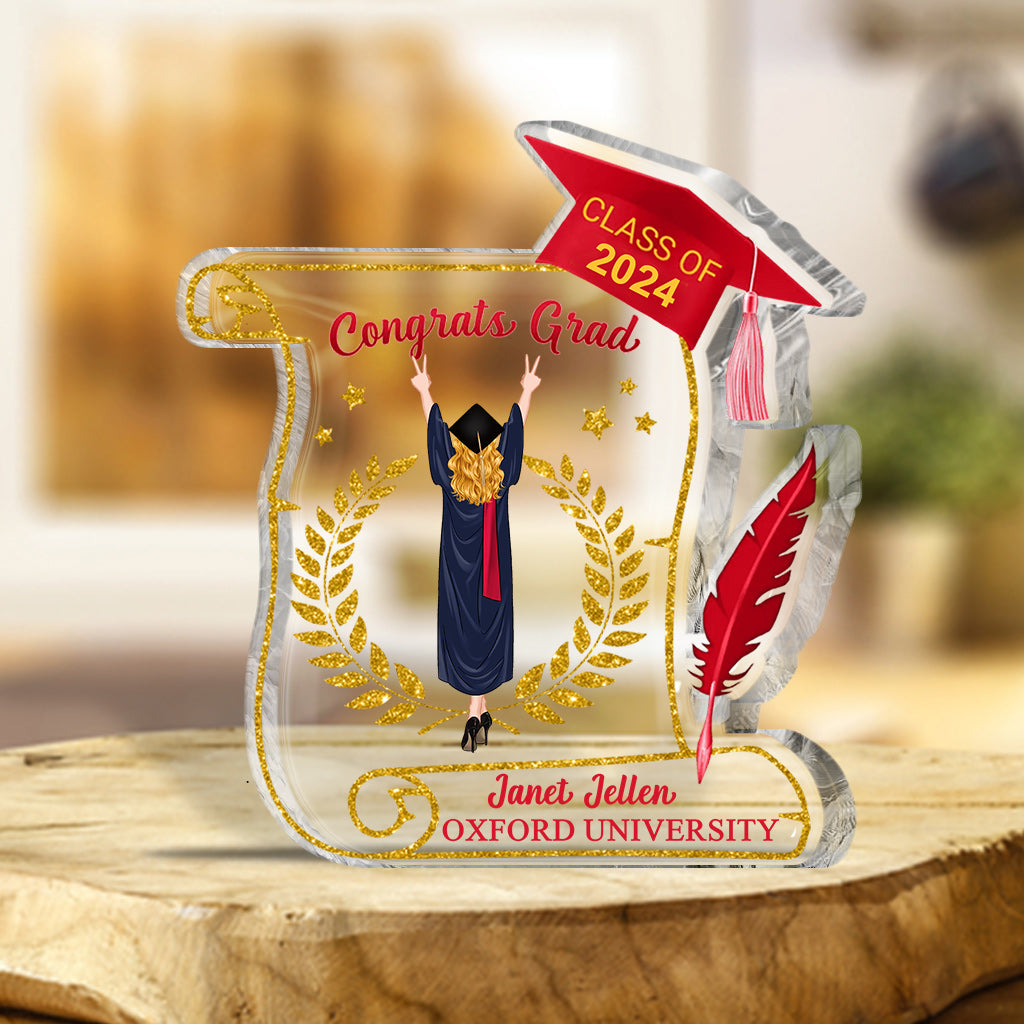 Glückwunsch zum Abschluss – Personalisierte Acrylplakette in Sonderform