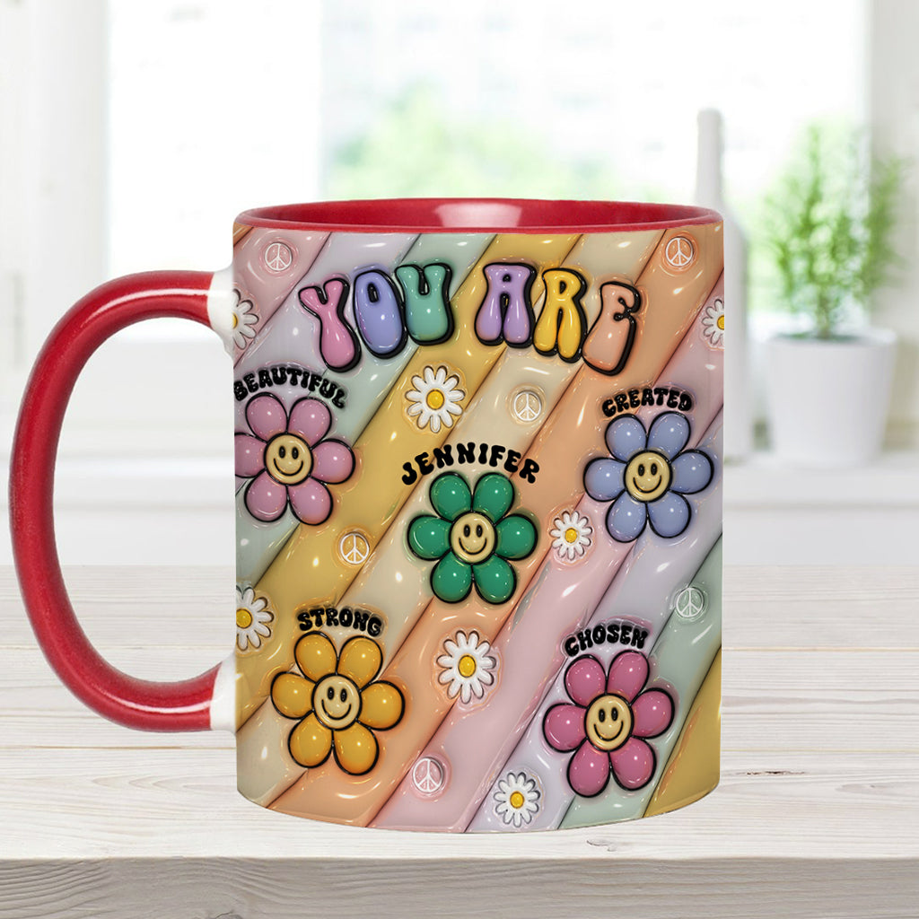 You Are Beautiful Strong Victorious Enough - Personalized Hippie Accent Mug