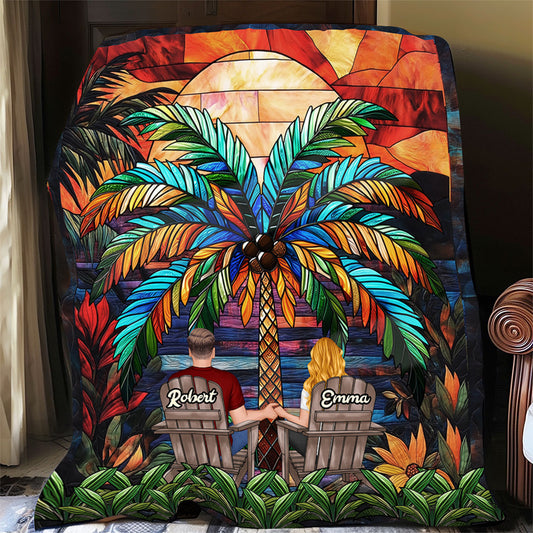 Unter der Palme – Personalisierte Pärchendecke