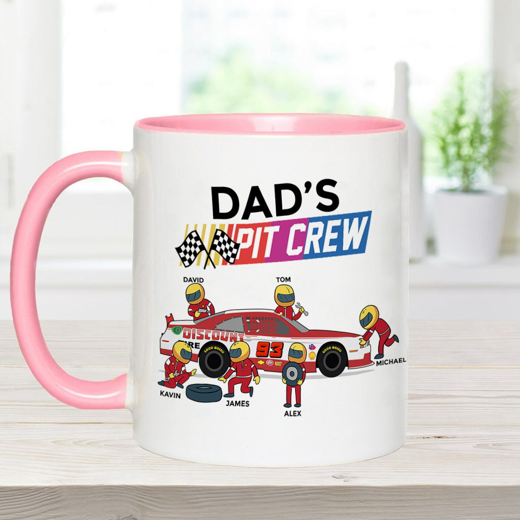 Dad's Pit Crew - Personalized Racing Accent Mug