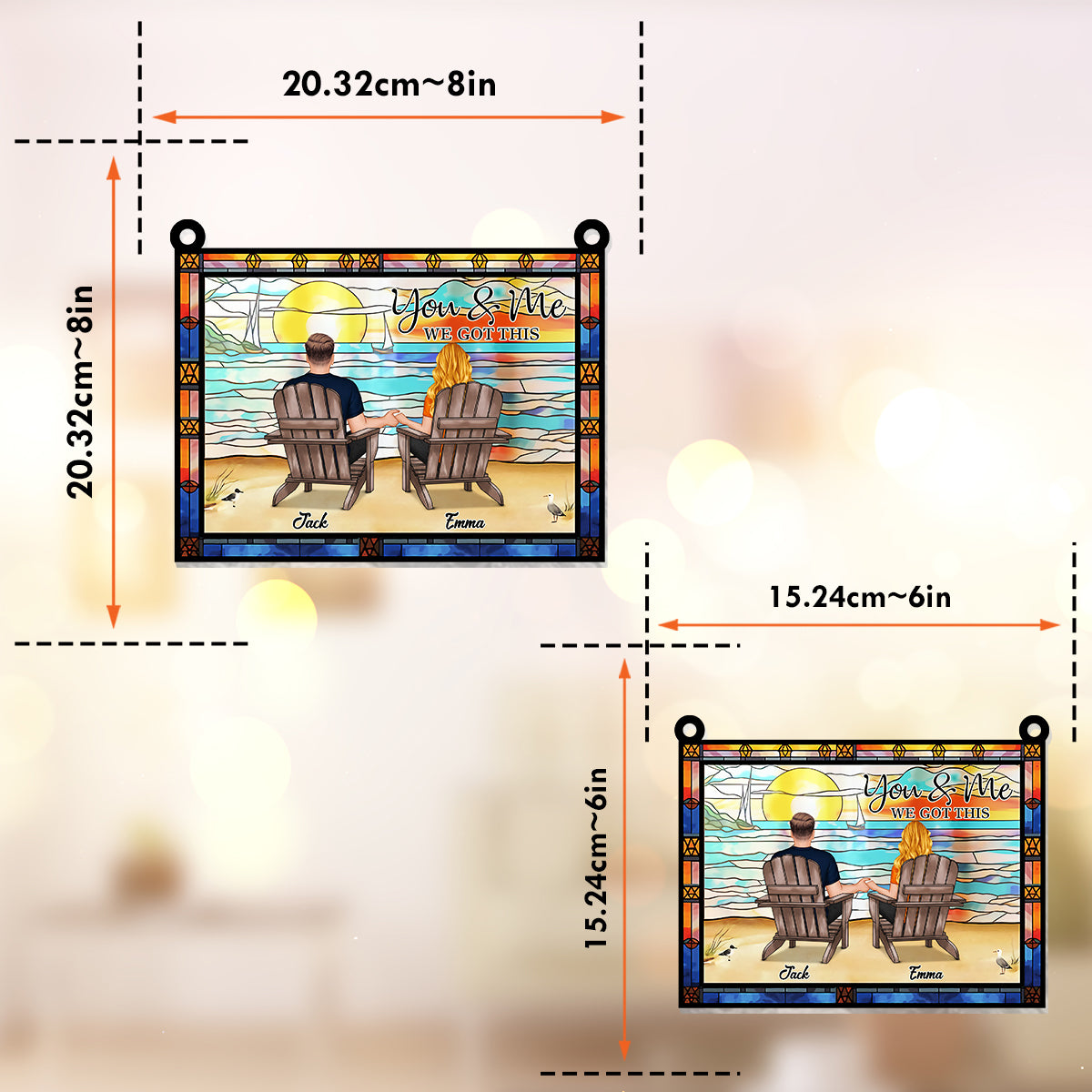 Du und ich, wir schaffen das – Personalisierter Sonnenfänger für Paare zum Aufhängen am Fenster 