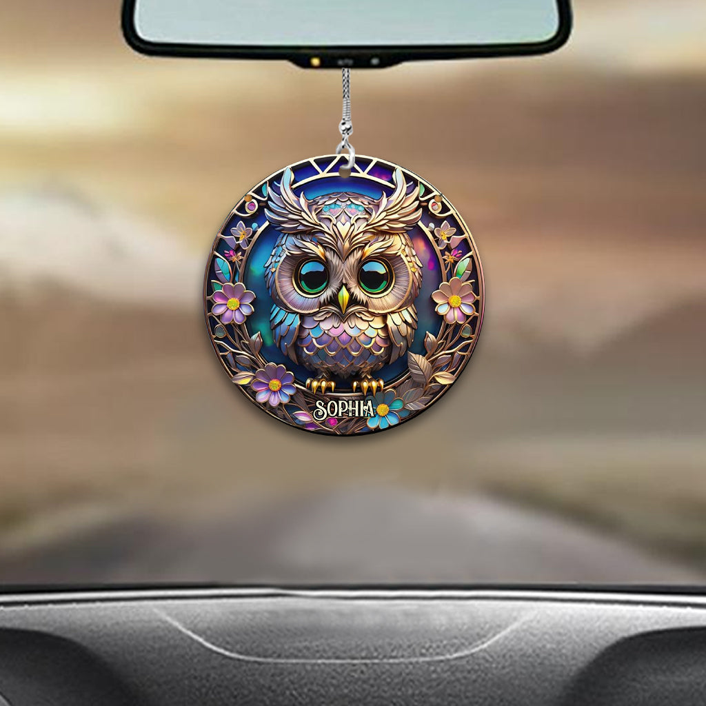 Colorful Owl - Personalized Owl Car Ornament