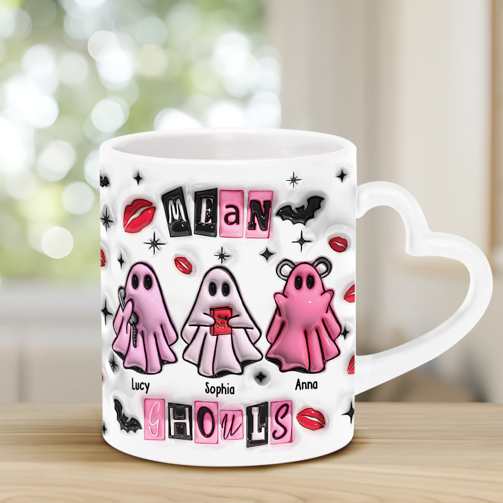 Mean Ghouls - Personalized Bestie Heart Handle Mug