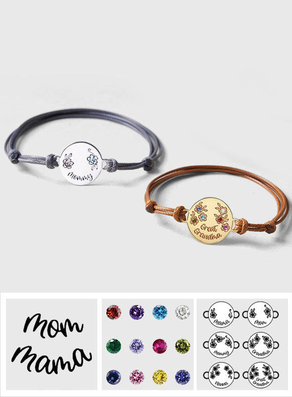 Rundes Anhängerarmband mit Geburtssteinen – Personalisiertes rundes Mutter-Anhängerarmband