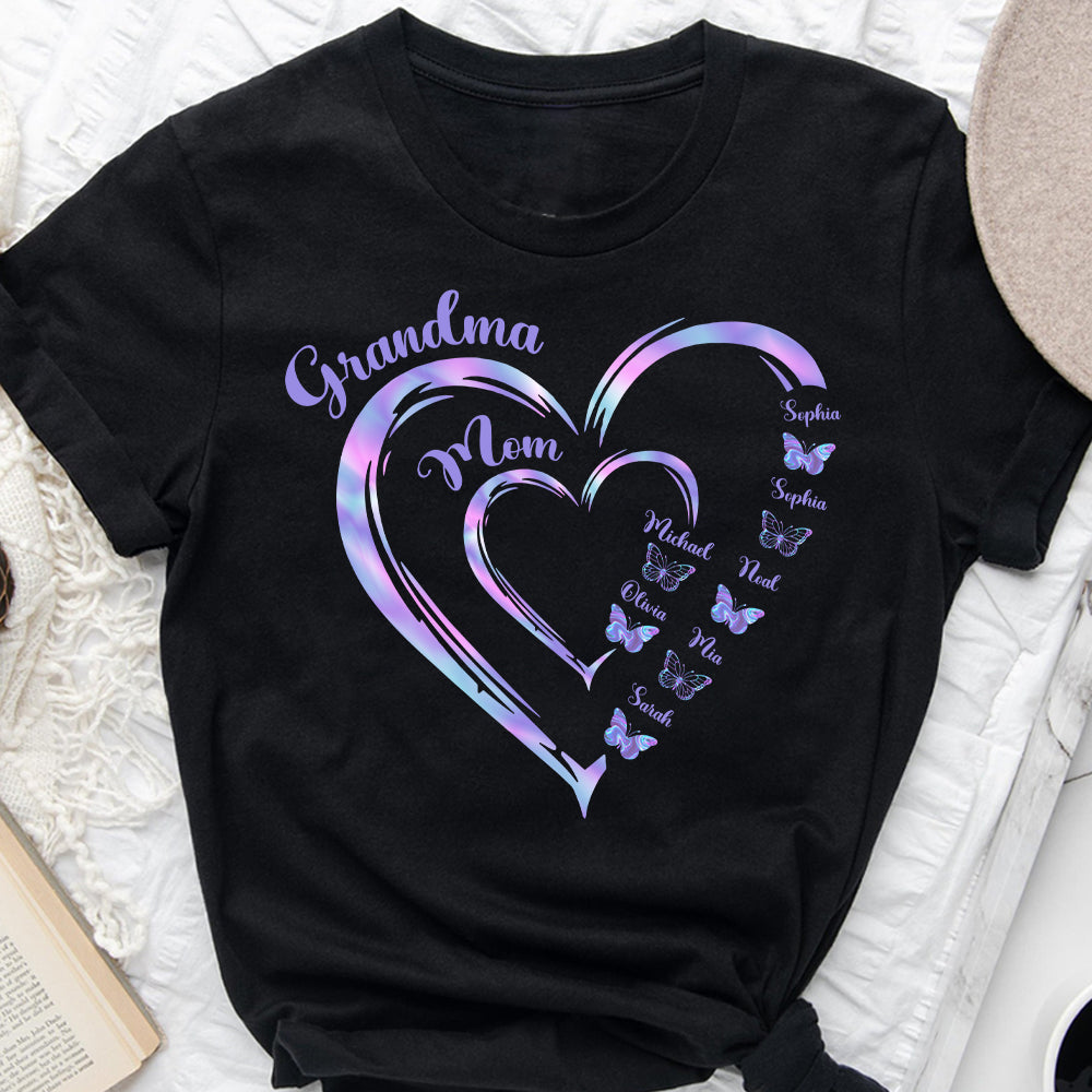 Erst Mama, jetzt Oma – Schmetterlingsversion – Personalisiertes Oma-T-Shirt und Hoodie