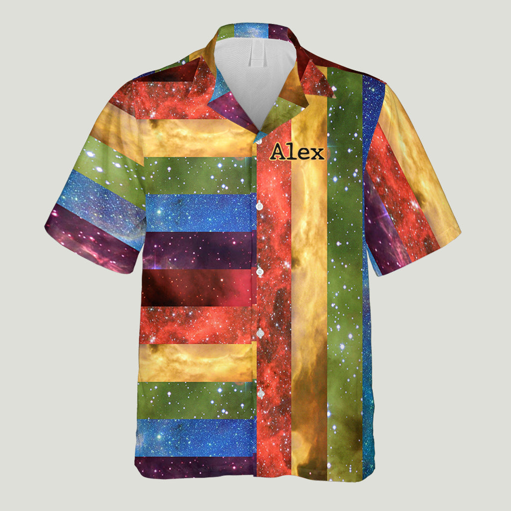 Regenbogen-Pride-Muster Galaxy - Personalisiertes Hawaiihemd zur Unterstützung der LGBTQ+-Community