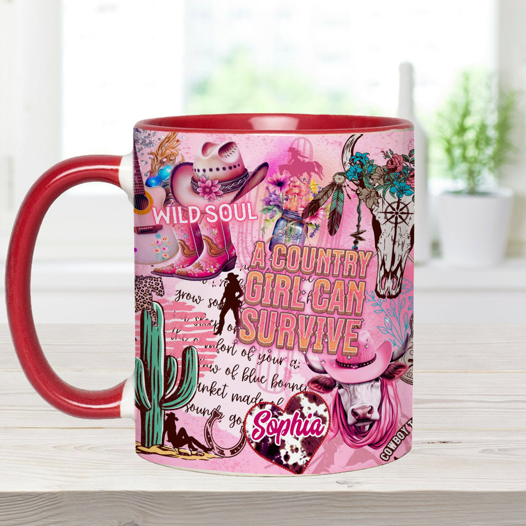 Ein Landmädchen kann überleben – Personalisierte Tasse mit ländlichem Akzent