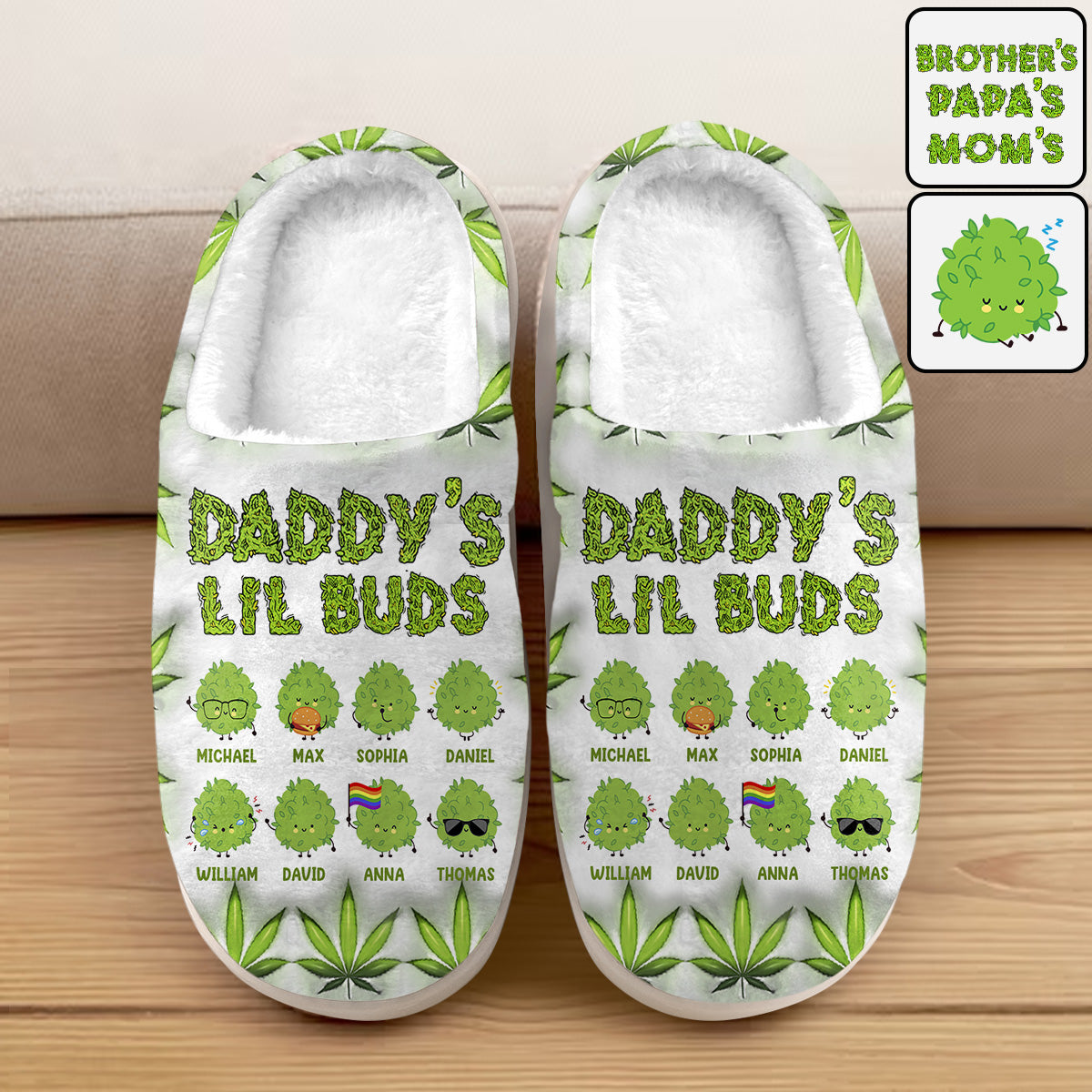 Daddy's Lil Buds Any Title - Personalized Weed Slippers