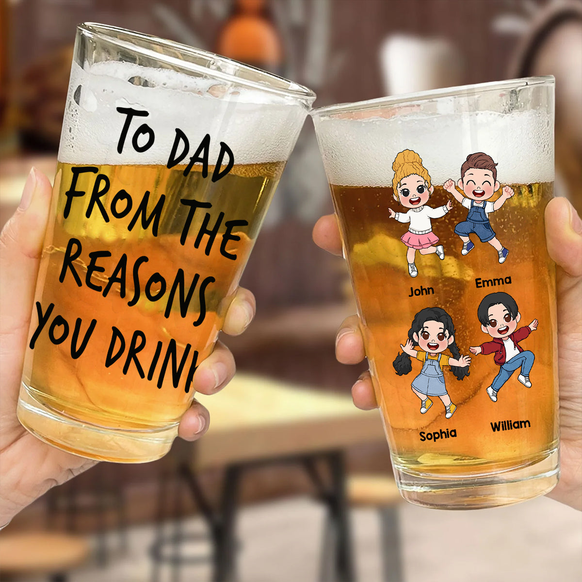 Gründe zum Trinken – Personalisiertes Vater-Bierglas