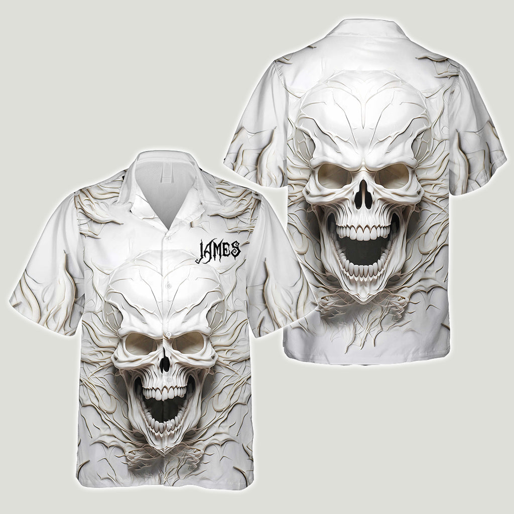 Schwarzer Totenkopf – Personalisiertes Totenkopf-Hawaiihemd