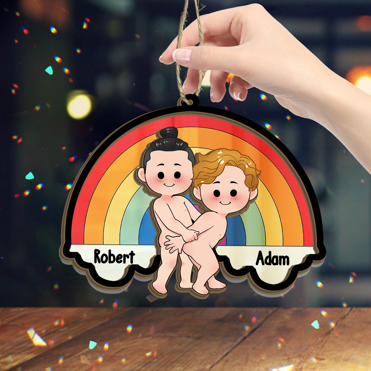 Liebe ist Liebe – Personalisierter, zweilagiger Fensterhänger zur Unterstützung der LGBT-Community