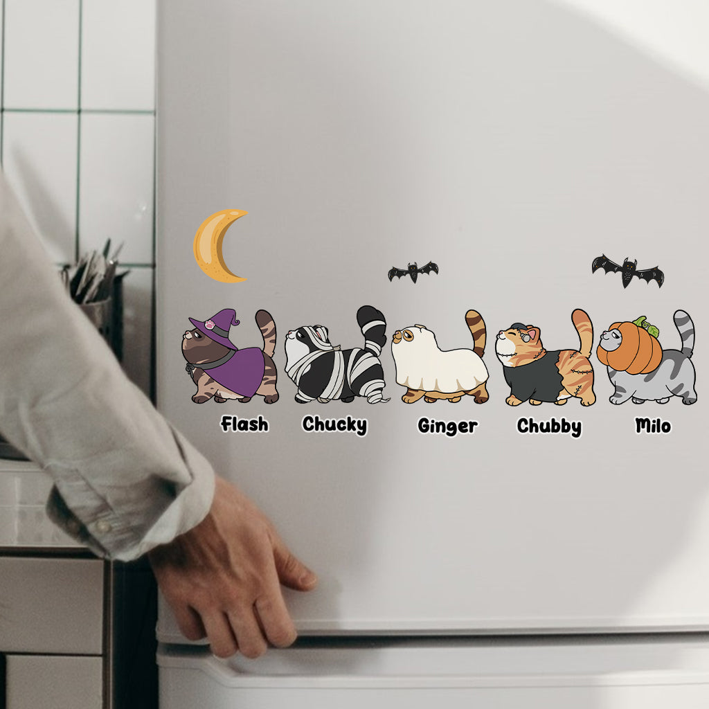 Fröhliches Halloween – Personalisierter Katzenaufkleber (gestanzt)