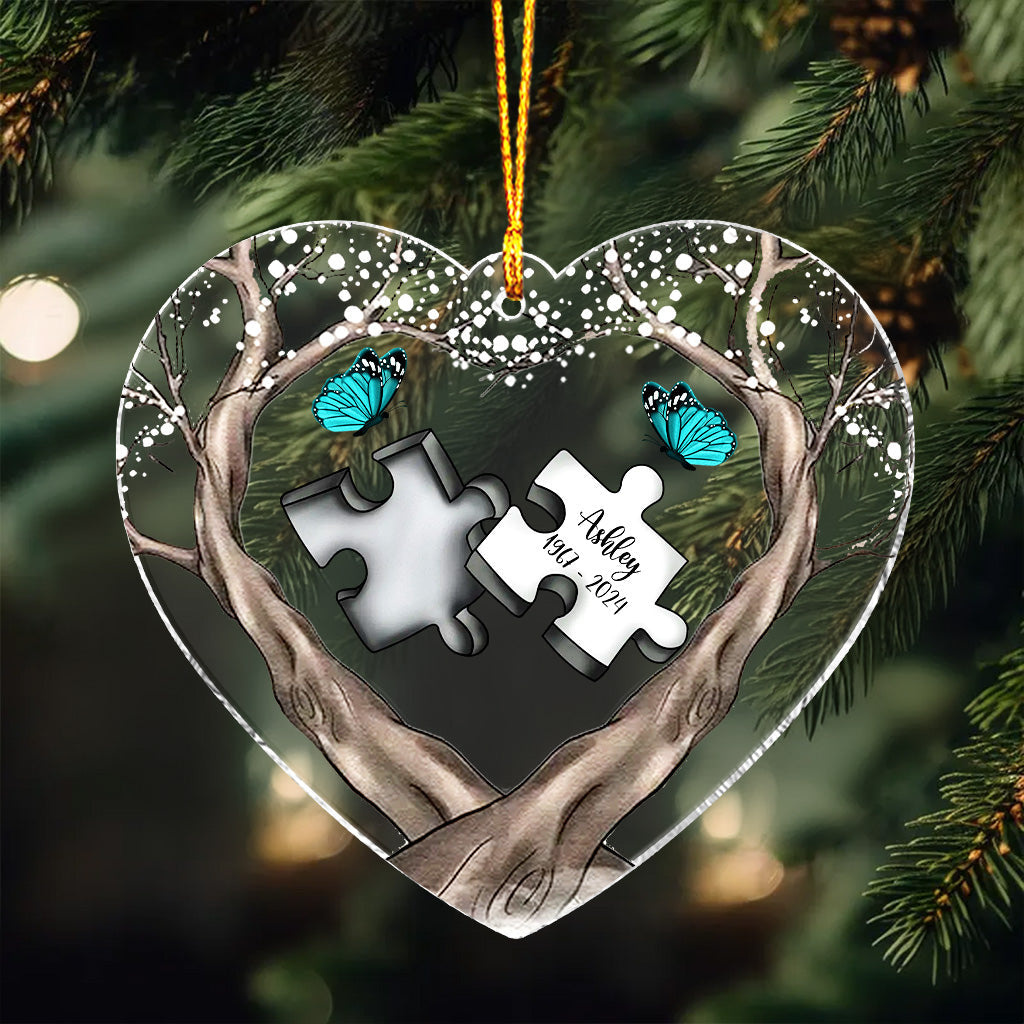 A Piece Of My Heart Lives In Heaven - Personalized Memorial Custom Shaped Ornament