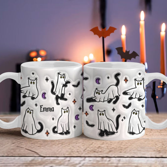 Halloween Ghost Cats - Personalized Black Cat Mug