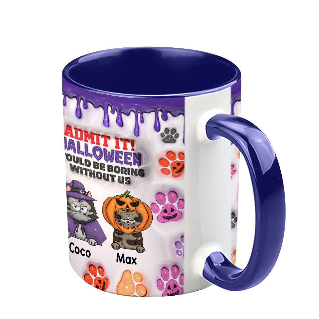 Halloween wäre ohne mich langweilig – personalisierte Tasse mit Katzenmotiv