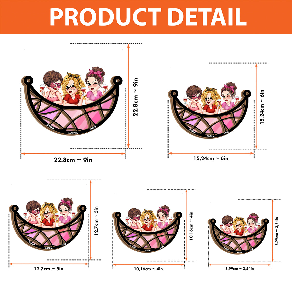 Für immer beste Freundinnen – Personalisierter zweilagiger Fensterhänger „Beste Freundinnen“