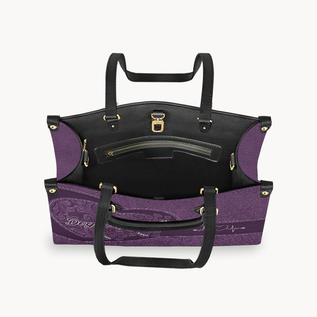 Hundemama, Katzenmama, Herz und Pfoten – personalisierte Hunde-Lederhandtasche