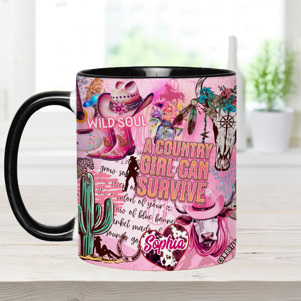 Ein Landmädchen kann überleben – Personalisierte Tasse mit ländlichem Akzent