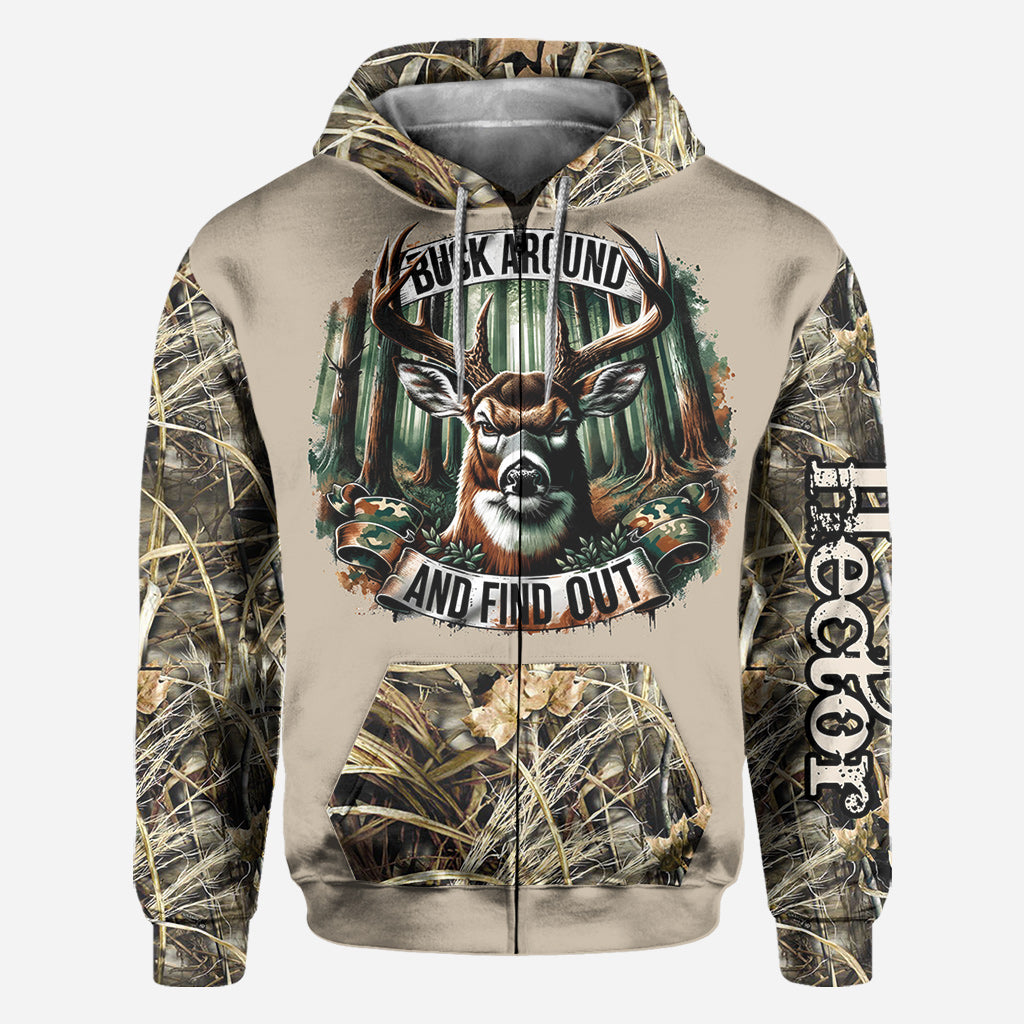 Buck Around And Find Out - Personalized Hunting All Over Shirt