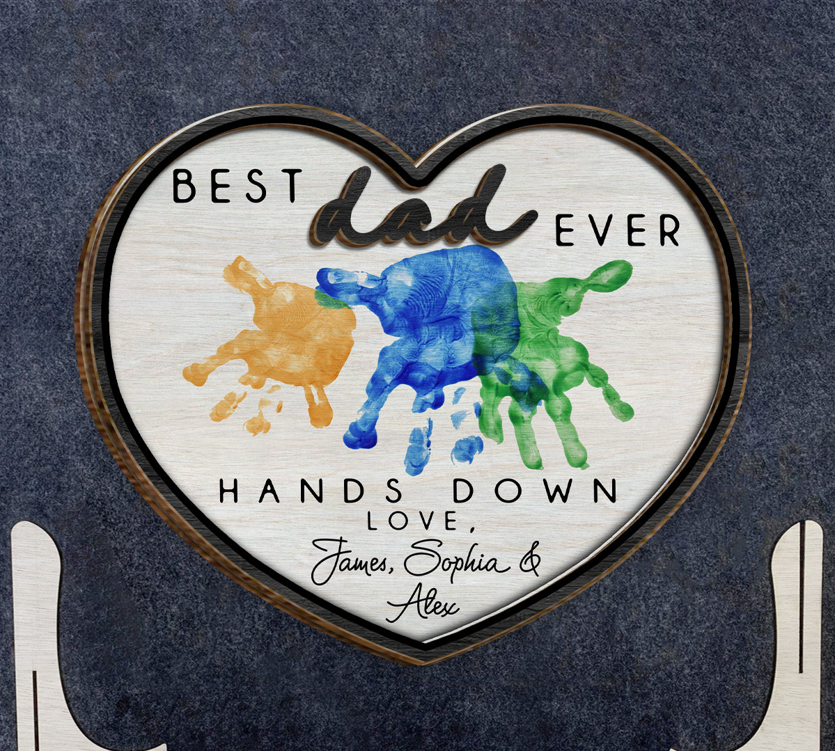 Bester Papa aller Zeiten – Personalisiertes zweilagiges Holzschild „Vater“ / Holzplakette