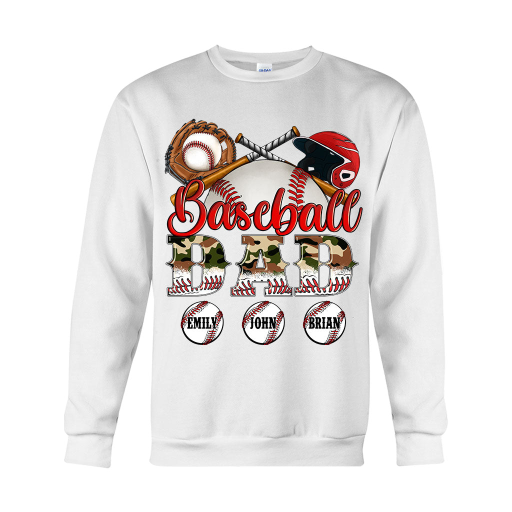 Bester Baseball-Papa aller Zeiten – Camouflage-Design – Personalisiertes Vater-T-Shirt und Hoodie