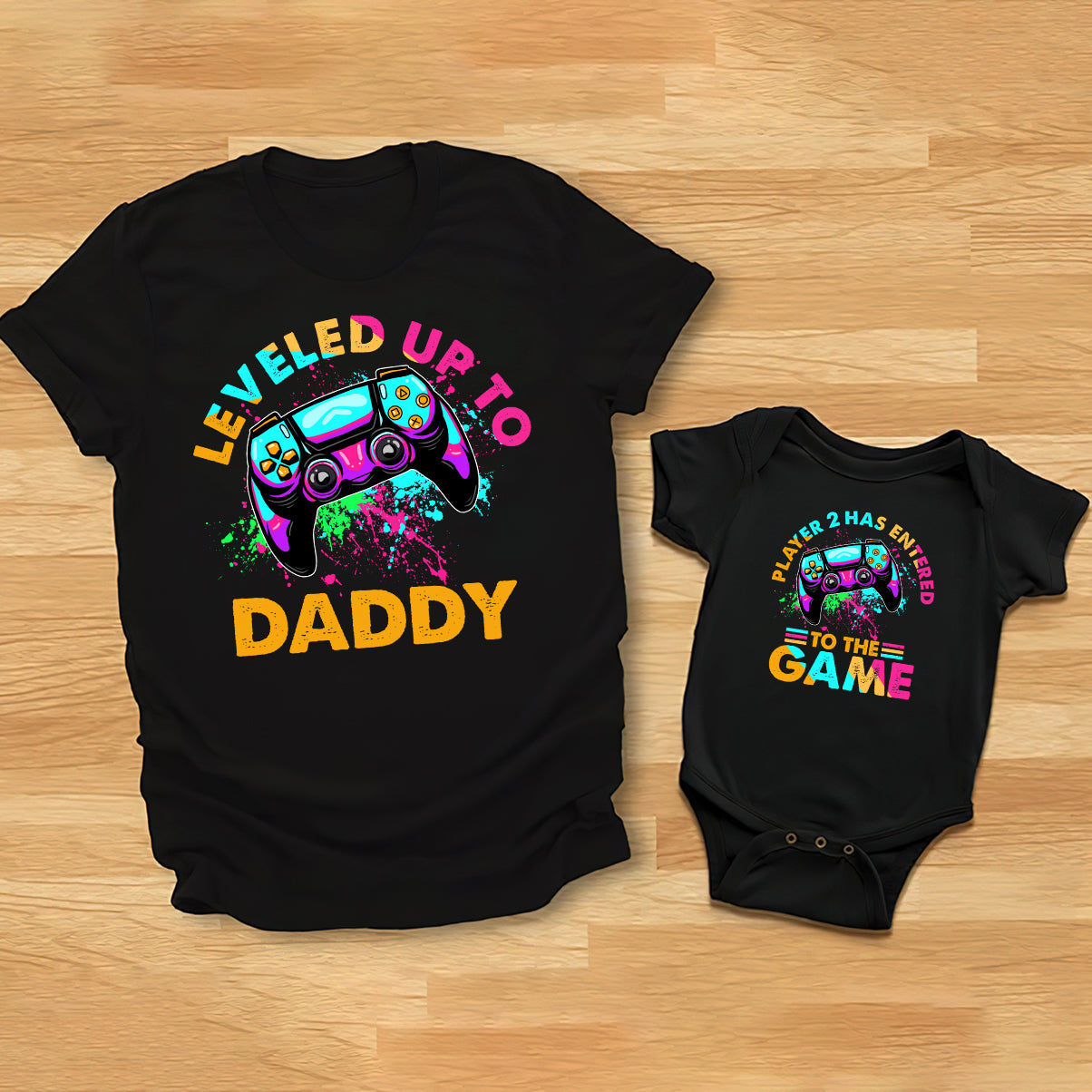 Werde zum Papa-Opa... - Personalisiertes Videospiel-T-Shirt und Babybody