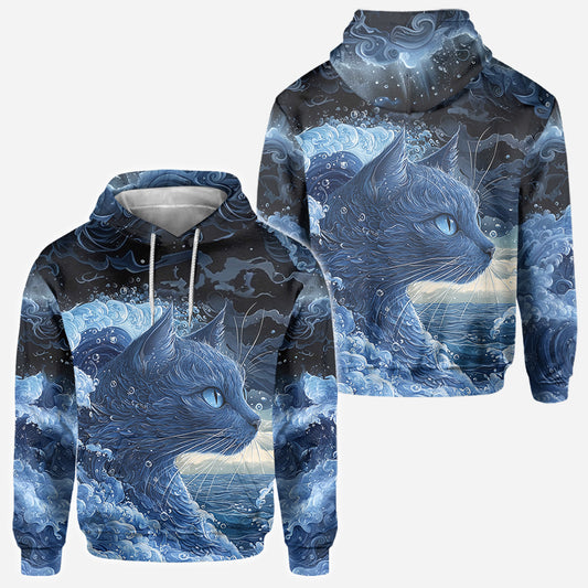 Blue Cat Wave – T-Shirt mit Katzenmotiv